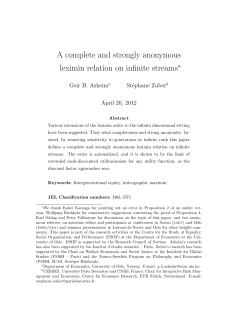 A complete and strongly anonymous leximin relation on infinite