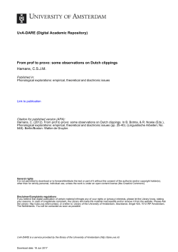 From prof to provo: some observations on Dutch - UvA-DARE