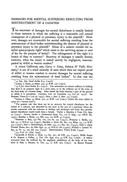 Damages for Mental Suffering Resulting from Mistreatment of a