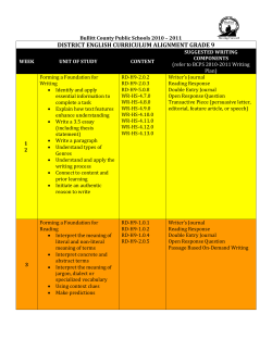 District English Pacing Guide &ndash; Grade 9