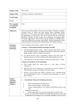 ENGL3014 Literature in English: An Introduction