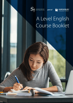 A Level English Course Booklet - Shrewsbury Sixth Form College