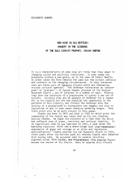 imagery in the Izibongo of the Zulu Zionist prophet, Isaiah Shembe