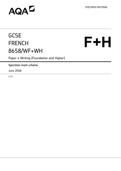 GCSE French Specimen mark scheme Paper 4