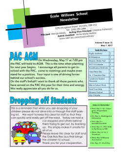 On Wednesday, May 17 at 7:00 pm the PAC will hold its AGM. This