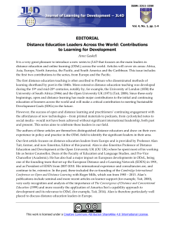 EDITORIAL Distance Education Leaders Across the World