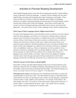 Activities to Promote Reading Development