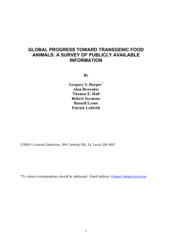 GLOBAL PROGRESS TOWARD TRANSGENIC FOOD ANIMALS: A