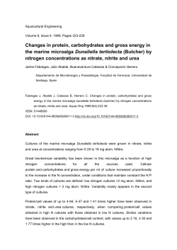 Changes in protein, carbohydrates and gross energy in the marine