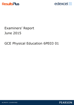 Examiners` Report June 2015 GCE Physical Education