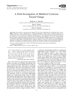 A Field Investigation of Multilevel Cynicism Toward Change
