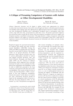 A Critique of Presuming Competence of Learners with - CEC-DADD
