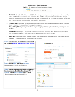 1 Windows Live &ndash; Sky Drive Handout Sky Drive &ndash; Free password
