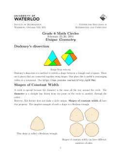 Grade 6 Math Circles Unique Geometry Dudeney`s