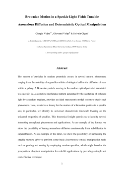 Brownian Motion in a Speckle Light Field