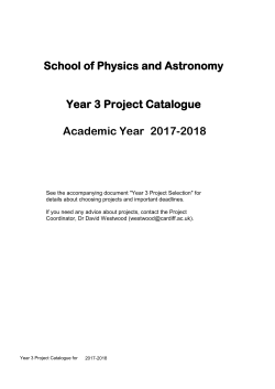 Year 3 Project Catalogue - Cardiff Physics and Astronomy