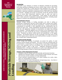Pesticide Storage, M ixing and Loading