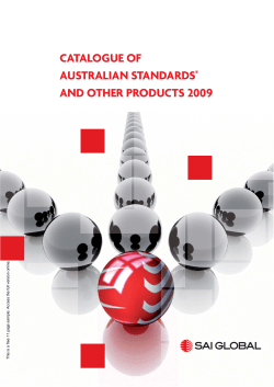 Catalogue of Australian Standards and Other Products