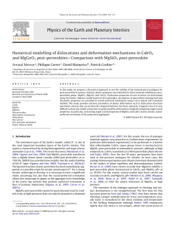 Physics of the Earth and Planetary Interiors Numerical modelling of