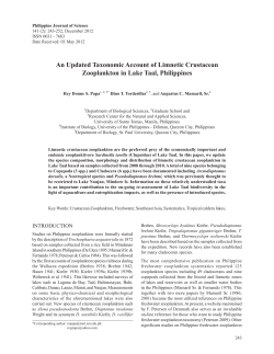 An Updated Taxonomic Account of Limnetic Crustacean