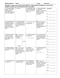 Weekly Math #1 Name___________________________
