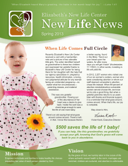 Spring 2013 - Elizabeth`s New Life Center
