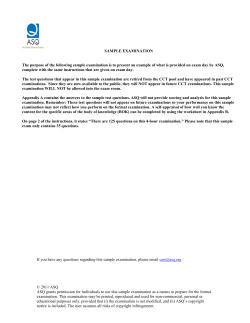 SAMPLE EXAMINATION examination WILL NOT be