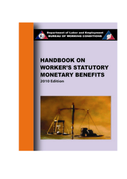 Handbook On Workers Statutory Monetary Benefits - DOLE-NCR