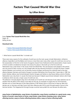 Factors That Caused World War One