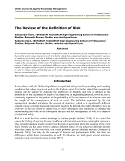 The Review of the Definition of Risk - The International Institute for