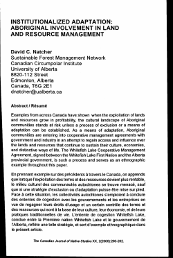 institutionalized adaptation: aboriginal involvement in land and