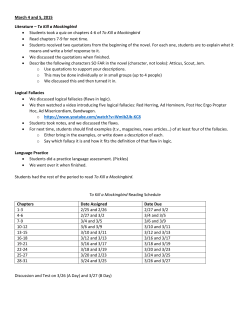 March 4 and 5, 2015 Literature &ndash; To Kill a Mockingbird &bull; Students