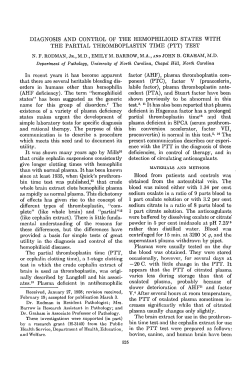DIAGNOSIS AND CONTROL OF THE HEMOPHILIOID STATES