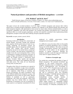 Natural predators and parasites of British mosquitoes &ndash; a review