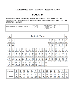 Exam 4 Chemistry 1 Fall 2010