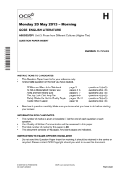 Unit A663/02 - Unit 03 - Prose from different cultures - Higher
