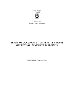 terms of occupancy - University of Otago