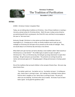 The Tradition of PURIFICATION Outline