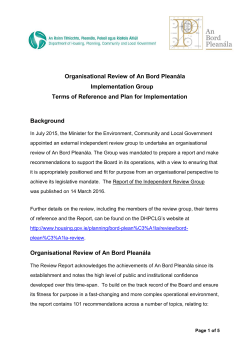 Organisational Review of An Bord Plean&aacute;la Implementation Group