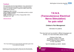 TENS For Pain Relief - Nottingham University Hospitals NHS Trust