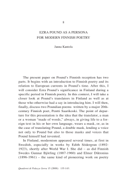 EZRA POUND AS A PERSONA FOR MODERN FINNISH POETRY