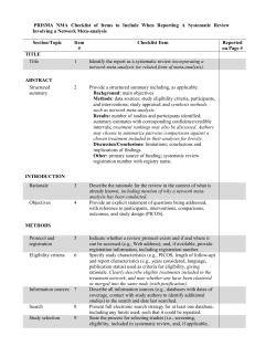 PRISMA NMA Checklist of Items to Include When Reporting A