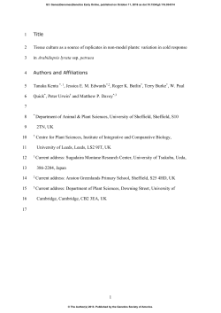 Tissue Culture as a Source of Replicates in Non