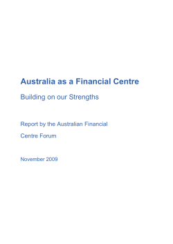 Australia as a Financial Centre: Building on Our Strengths