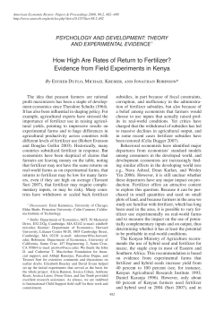 How High Are Rates of Return to Fertilizer? Evidence from Field