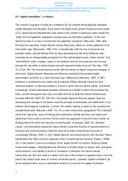 4.3 &ldquo;digital nomadism&rdquo;: a critique The nomad is regularly invoked as