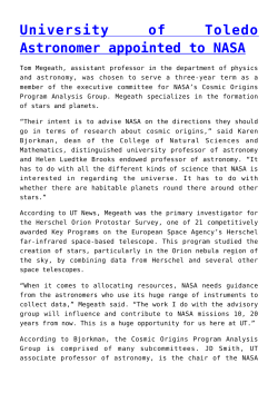 University of Toledo Astronomer appointed to NASA