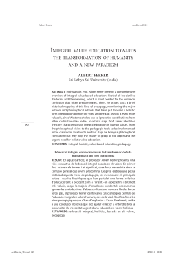 integral value education towards the transformation of