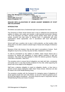 Management of Allegations Policy - Licensing