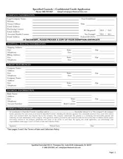 Specified Controls – Confidential Credit Application